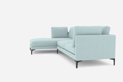 Adams Chaise Sectional Sofa Pearl Blue Left Facing Black Castlery Australia