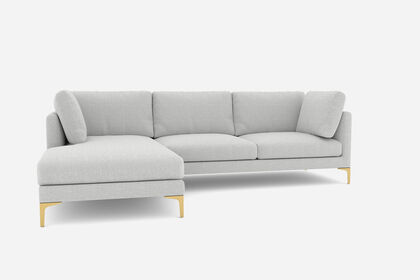 Adams Chaise Sectional Sofa Light Grey Left Facing Brass Castlery Australia